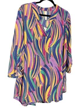 Dear Scarlett Lizzy Lavender Mardi Gras Quarter Sleeve Top NWT